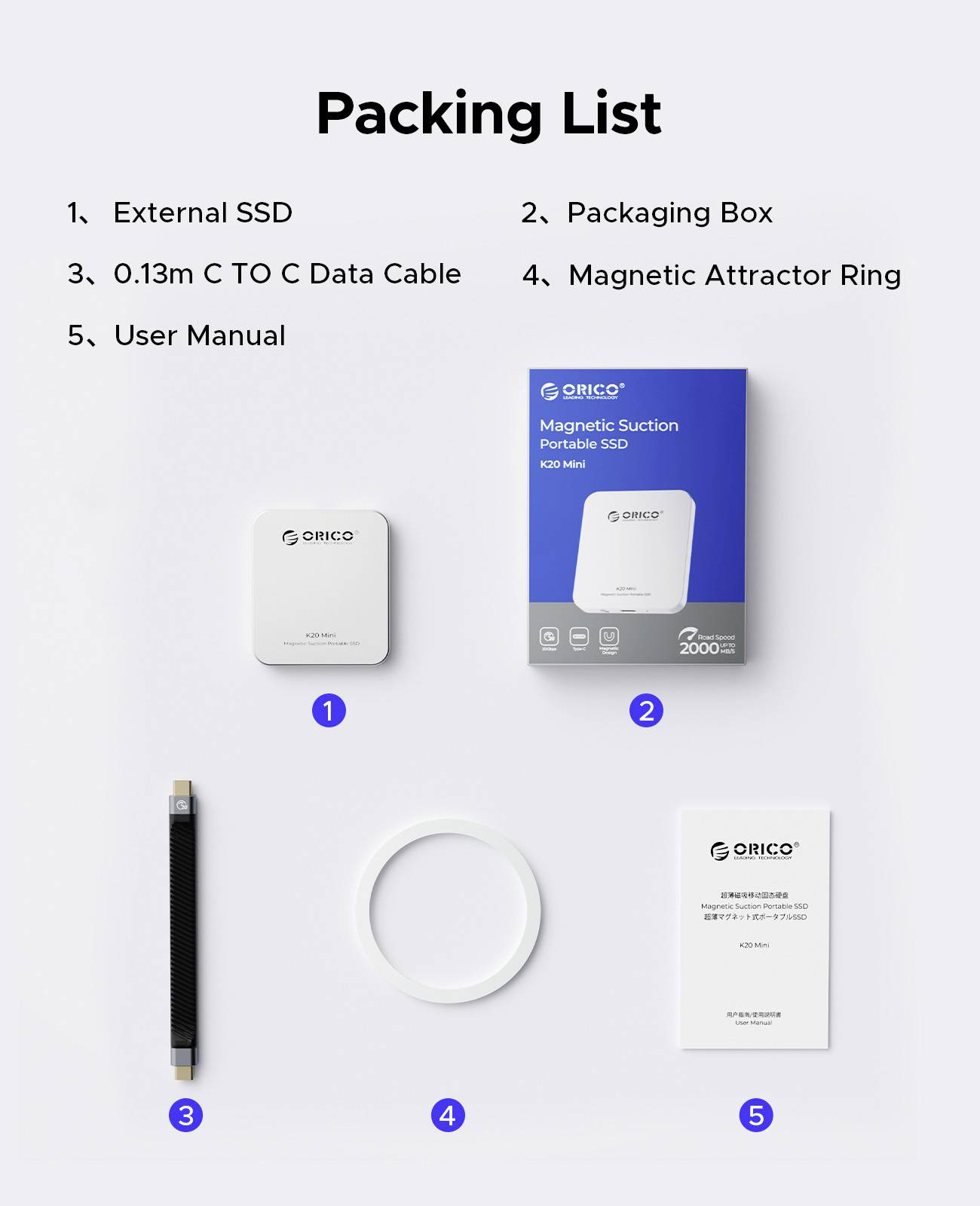 ORICO K20 mini Obudowa M.2 SSD USB-C® USB 3.2 (Gen 2x2) 20 GBit/s M.2 PCIe 2230 K20Mini-10