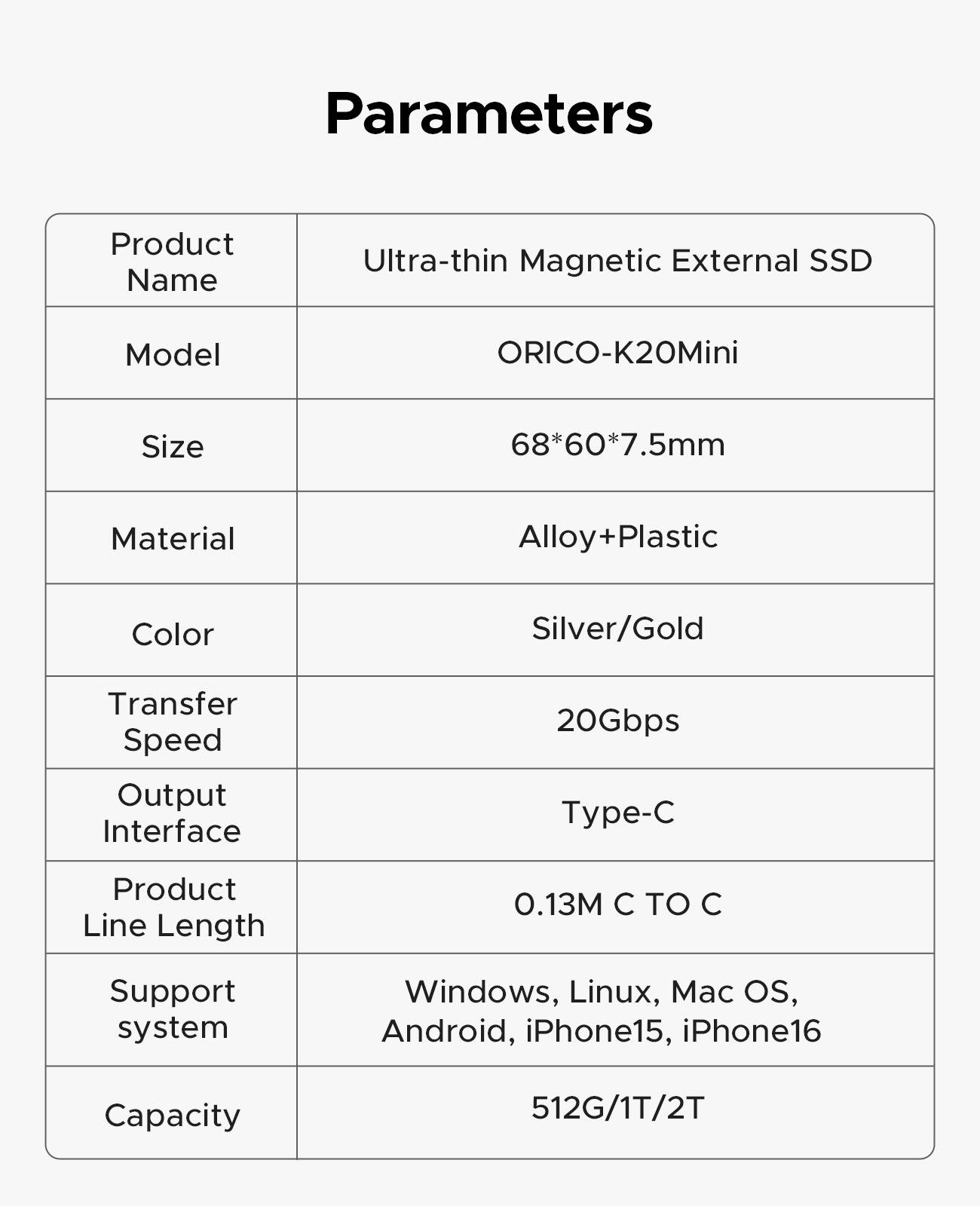 ORICO K20 mini Obudowa M.2 SSD USB-C® USB 3.2 (Gen 2x2) 20 GBit/s M.2 PCIe 2230 K20Mini-14
