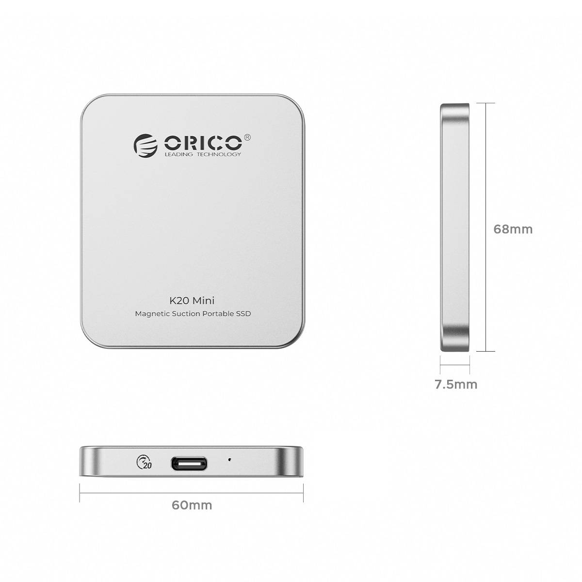ORICO K20 mini Obudowa M.2 SSD USB-C® USB 3.2 (Gen 2x2) 20 GBit/s M.2 PCIe 2230 K20Mini-15