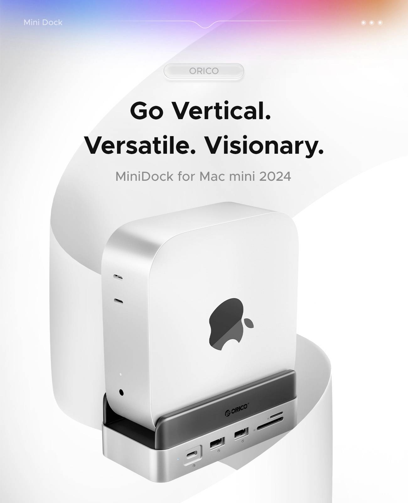 Док-станція ORICO VS10 Mini Dock Desktop Stand USB-C® з інтегрованою ручкою, вбудованим зчитувачем карт пам'яті, роз'ємом M.2 SSD 