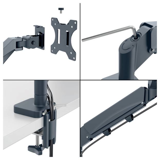 Тримач для монітора Leitz+Laptop-Parm Ergo 1 Display 81,3 см (32 дюйми) темно-сірий з регульованою висотою, поворотний, нахил, пор