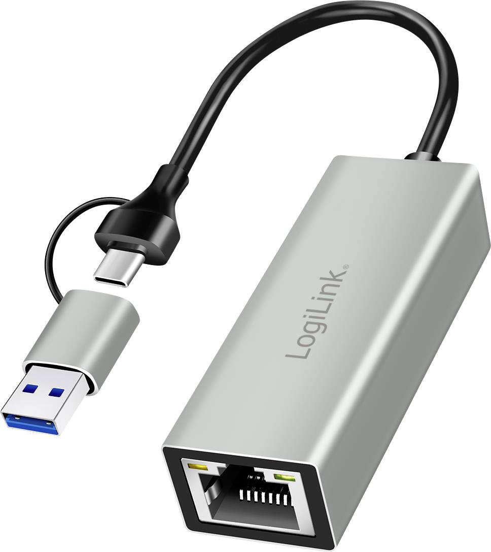 Адаптер LogiLink USB 2.0 [1x USB-C 3.2 чоловічий роз'єм (USB 3.0) - 1x RJ45 жіночий роз'єм] UA0238B 18.00 см