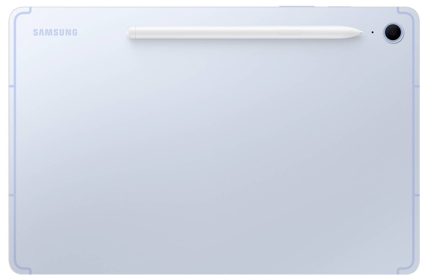 Biały tablet PC z białym rysikiem, widziany od tyłu. W górnym prawym rogu znajduje się kamera.