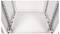 Wnętrze pustej szafy elektrycznej z metalowymi szynami montażowymi po obu stronach do instalacji urządzeń.