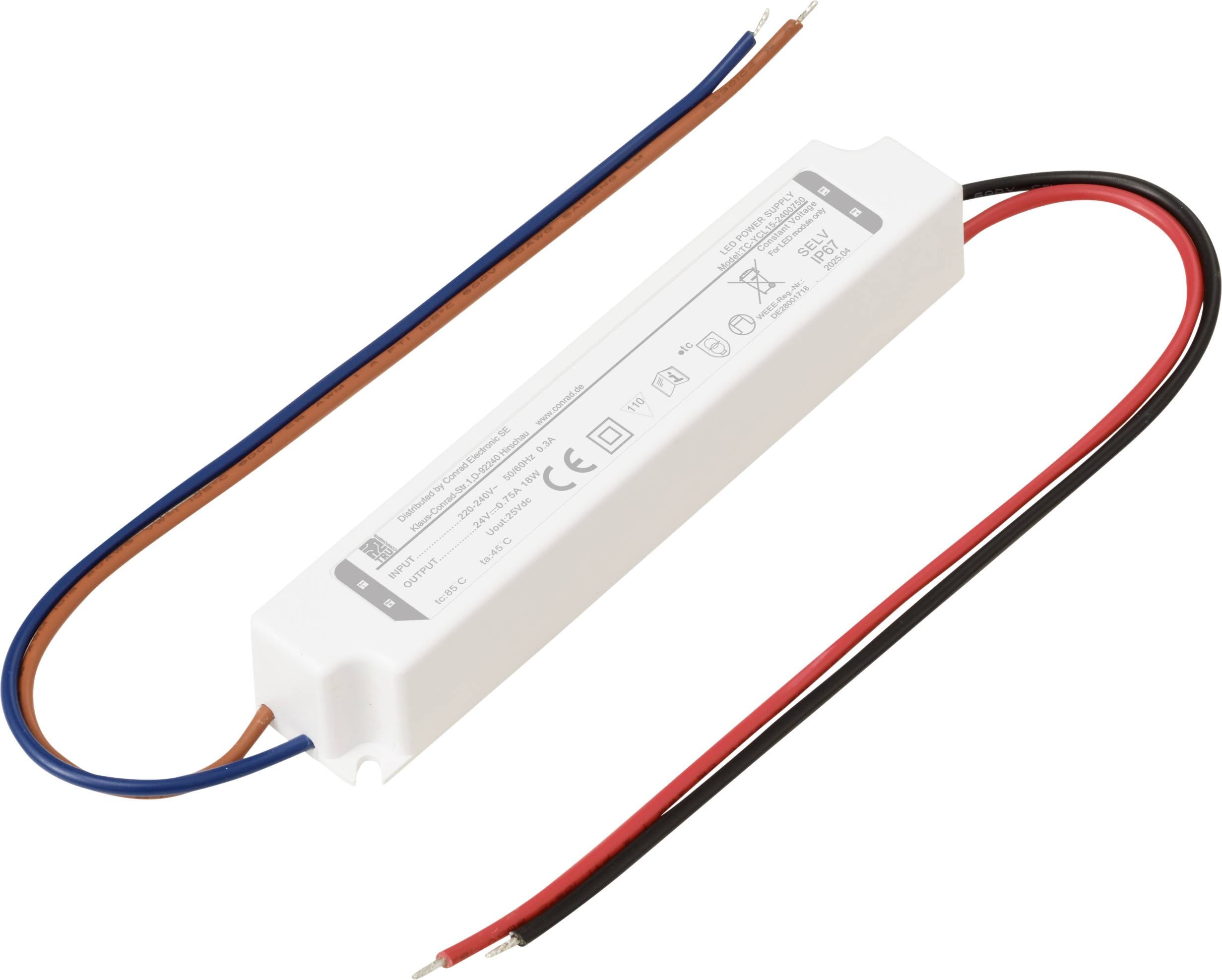 TRU COMPONENTS TC-YCL15-2400750 Світлодіодний трансформатор постійної напруги 18 Вт 0,75 A 24 В/DC 1 шт.