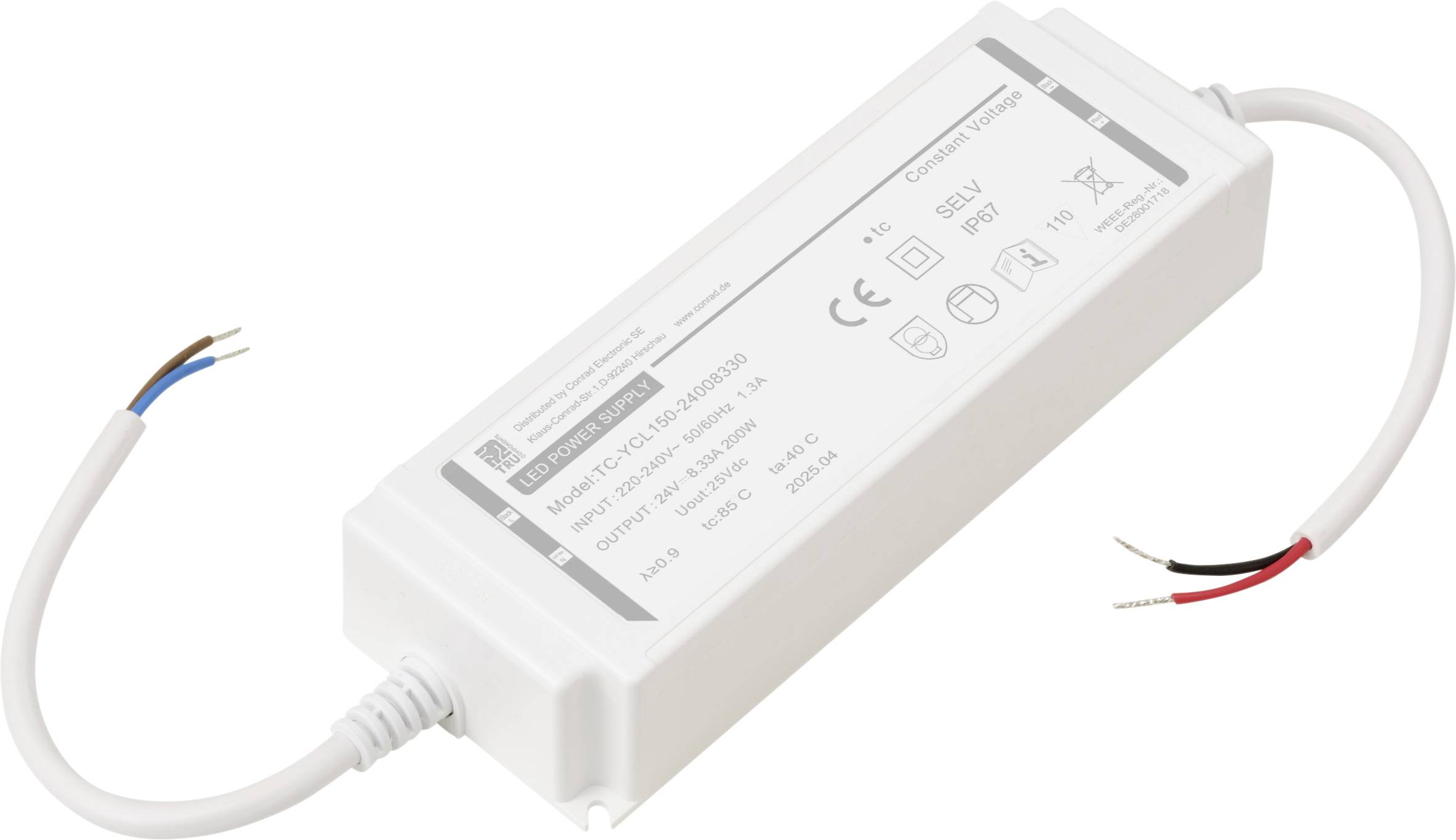 TRU COMPONENTS TC-YCL150-24008330 Світлодіодний трансформатор постійна напруга 18 Вт 8,3 A 22,8 - 25,2 В/DC 1 шт.