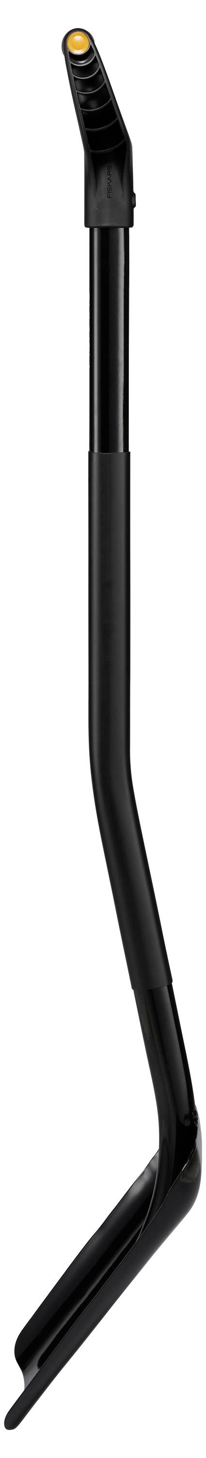 Czarny łom z pomarańczowym zakończeniem, przydatny do podnoszenia, wyciągania gwoździ lub dźwigania obiektów.