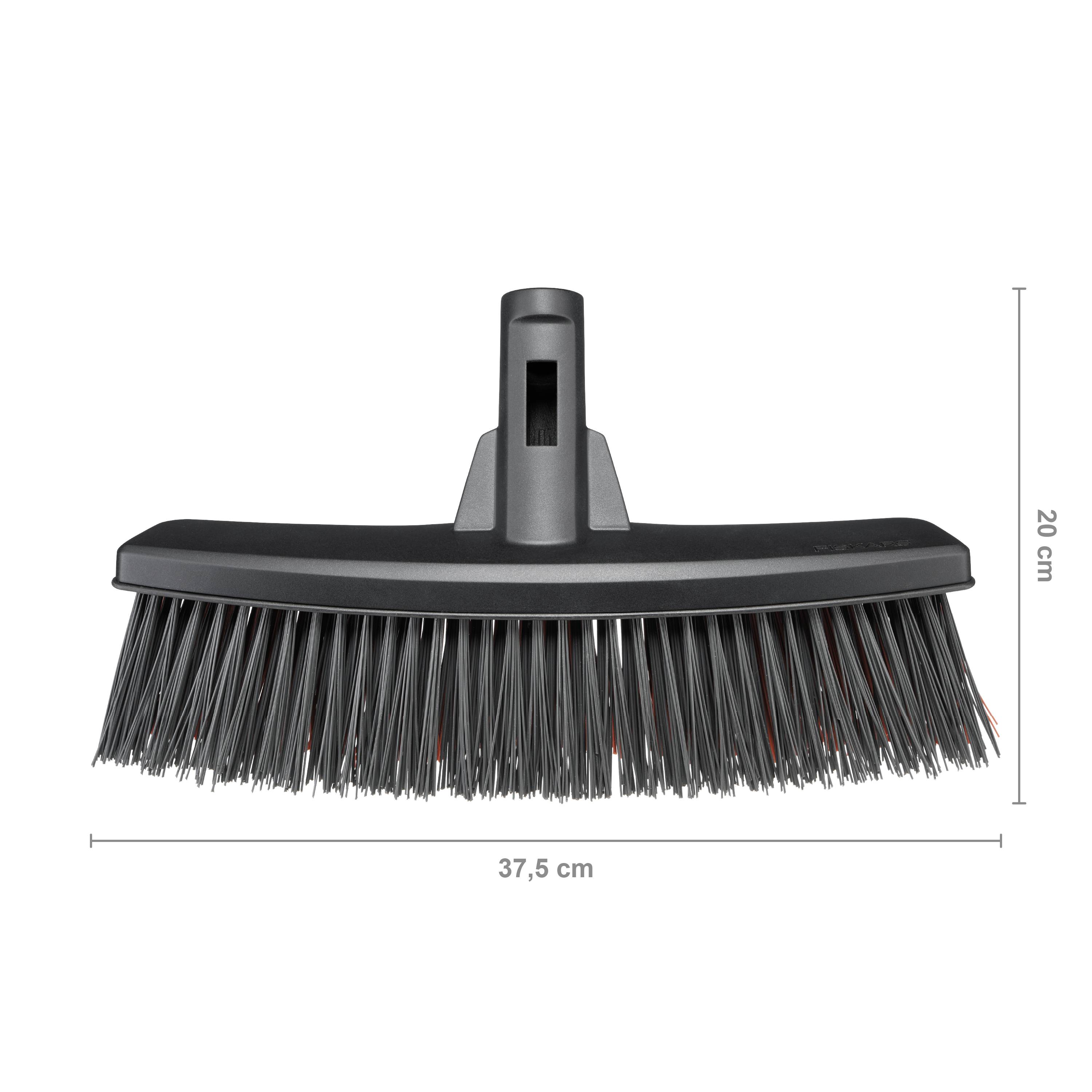 Główka miotły, szerokość 37,5 cm i wysokość 20 cm, z czarnymi włosiem, specjalnie zaprojektowana do gruntownego czyszczenia.