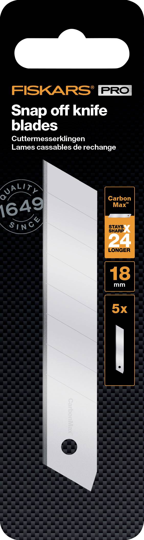 Леза CarbonMax™, що відламуються, 18 мм Fiskars 1027232 5 шт.