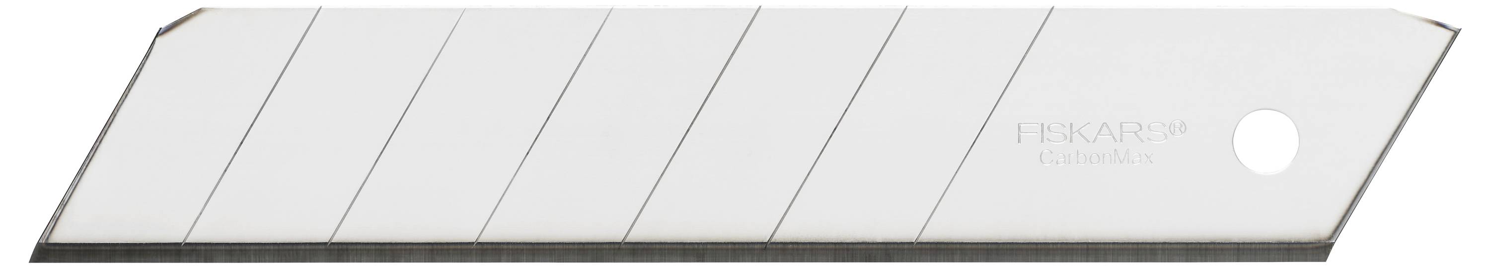 Ostrze wymienne do noża do dywanów, wykonane ze srebrnego metalu, składające się z siedmiu odłamywalnych segmentów do wymiany krawędzi tnącej.