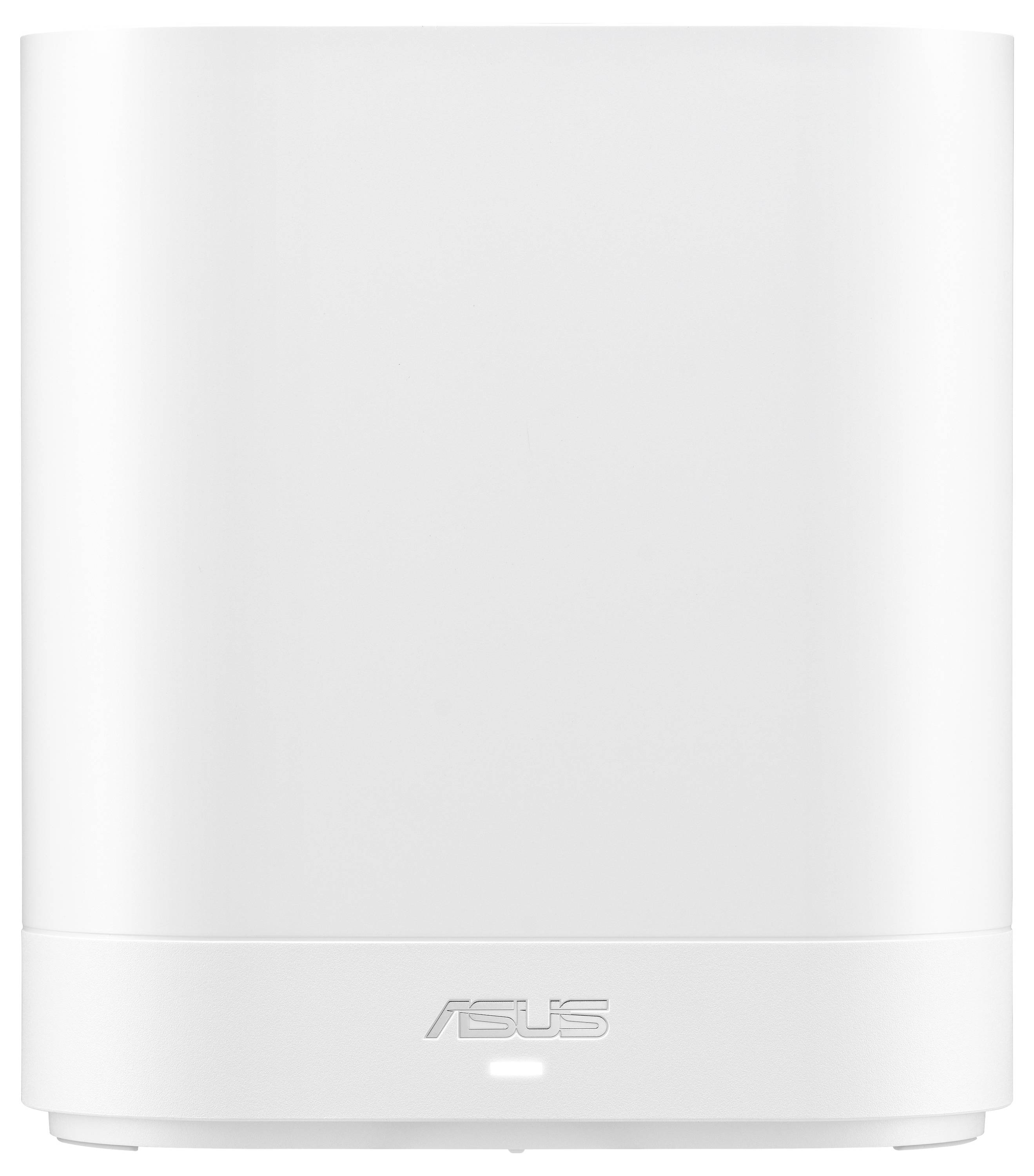 Biały router Wi-Fi Asus o minimalistycznym designie.