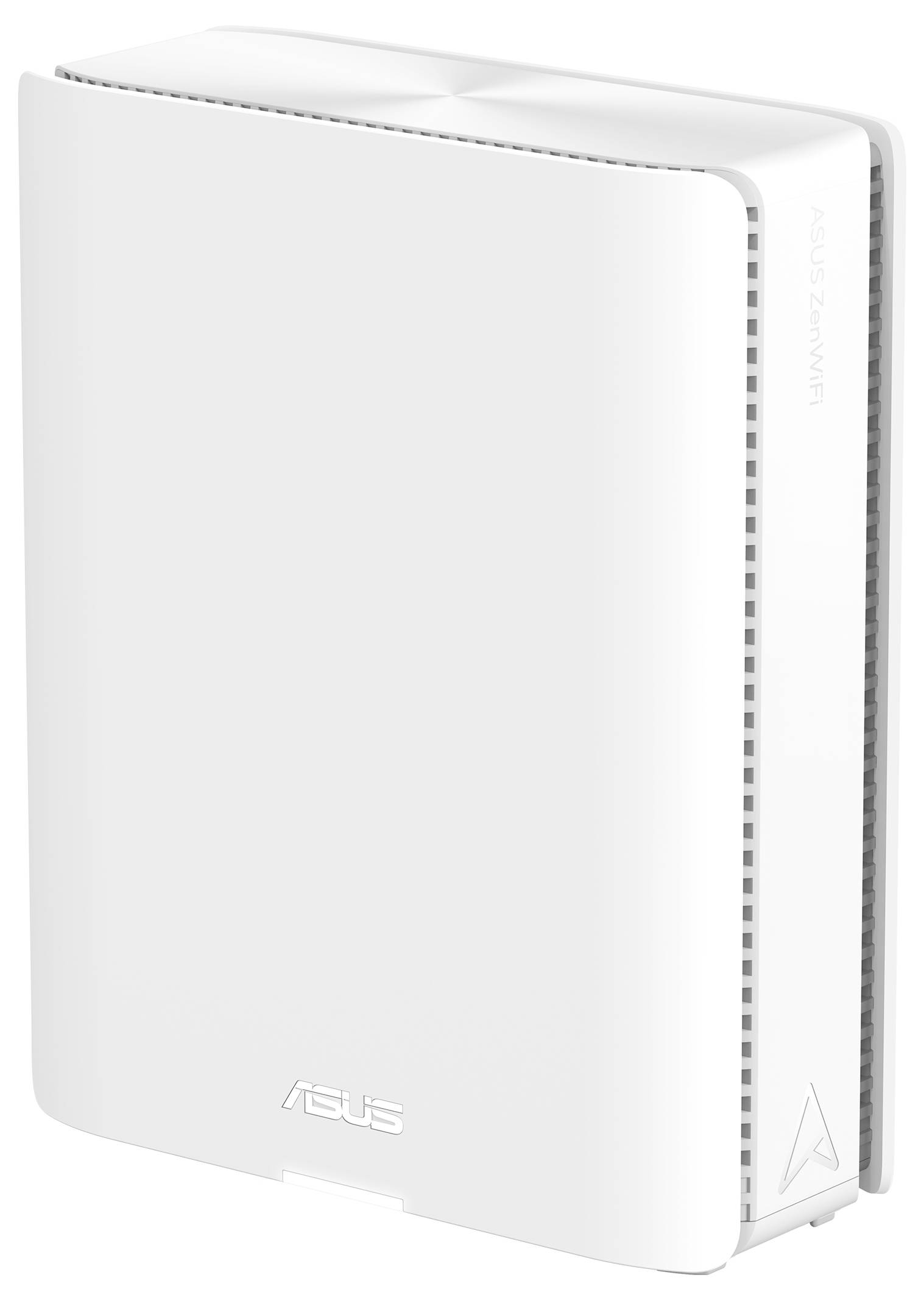 Biały repeater Wi-Fi Asus w pionowej obudowie.