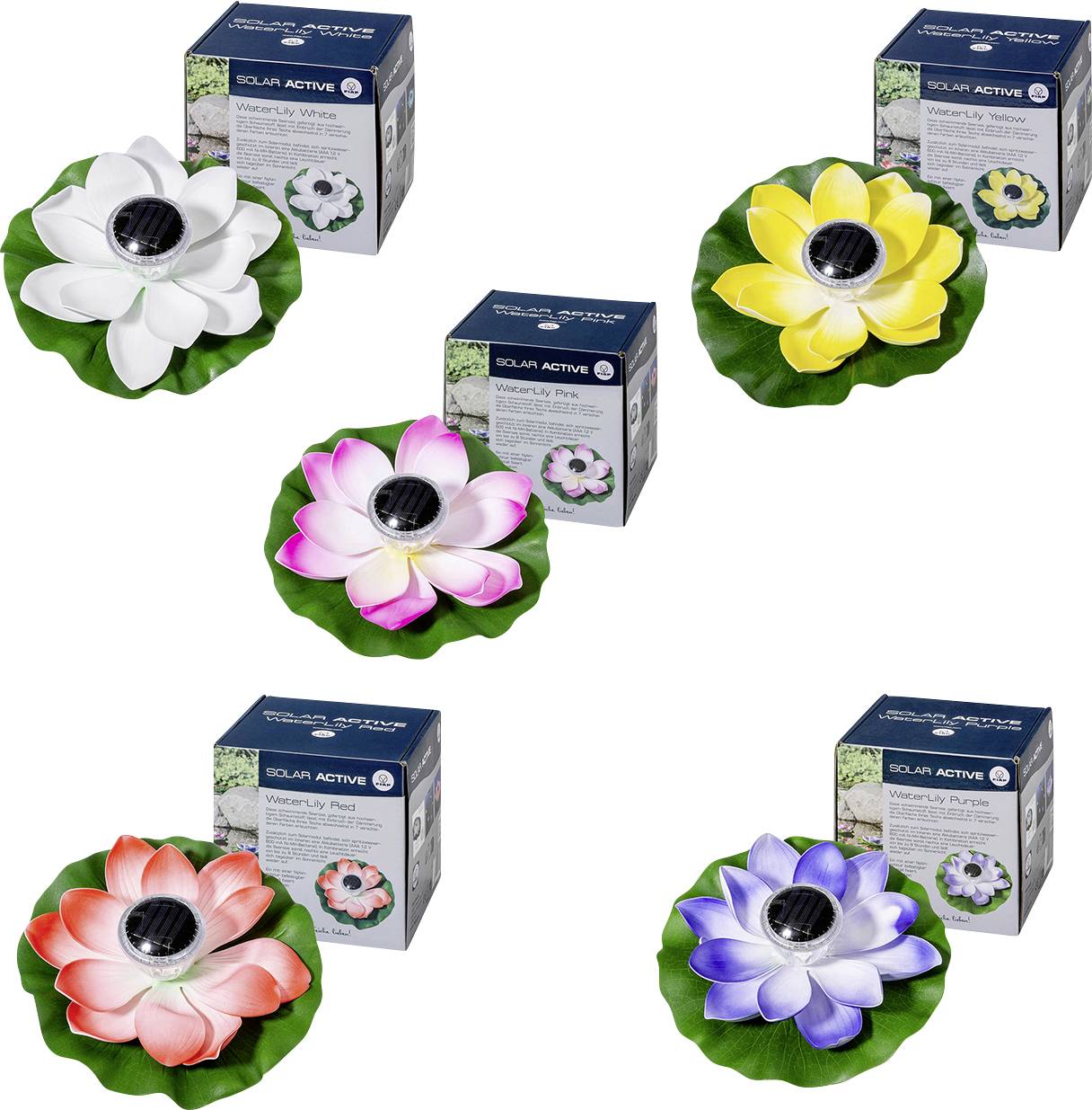 Декоративна сонячна лампа FIAP SOLAR ACTIVE WaterLily 5er SET 3206-6