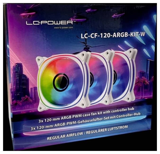 LC Power LC-CF-120-ARGB-KIT-W Wentylator do obudowy PC biały wraz z pilotem zdalnego sterowania-4