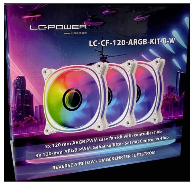 LC Power LC-CF-120-ARGB-KIT-R-W Wentylator do obudowy PC biały wraz z pilotem zdalnego sterowania-4