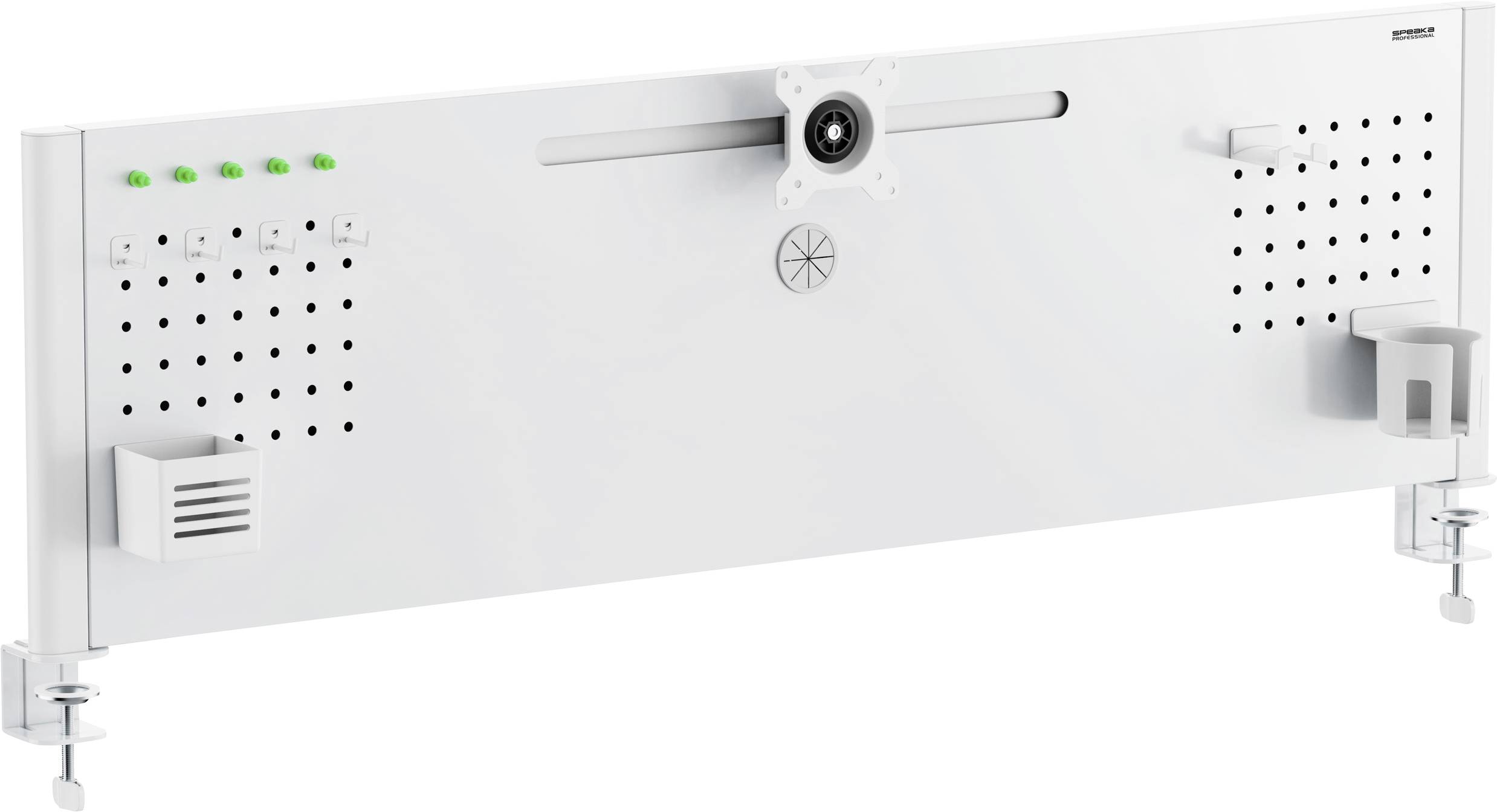 Професійний настільний тримач для монітора SpeaKa SP-B25-02 + органайзер для 1 дисплея, білий (матовий), жорсткий