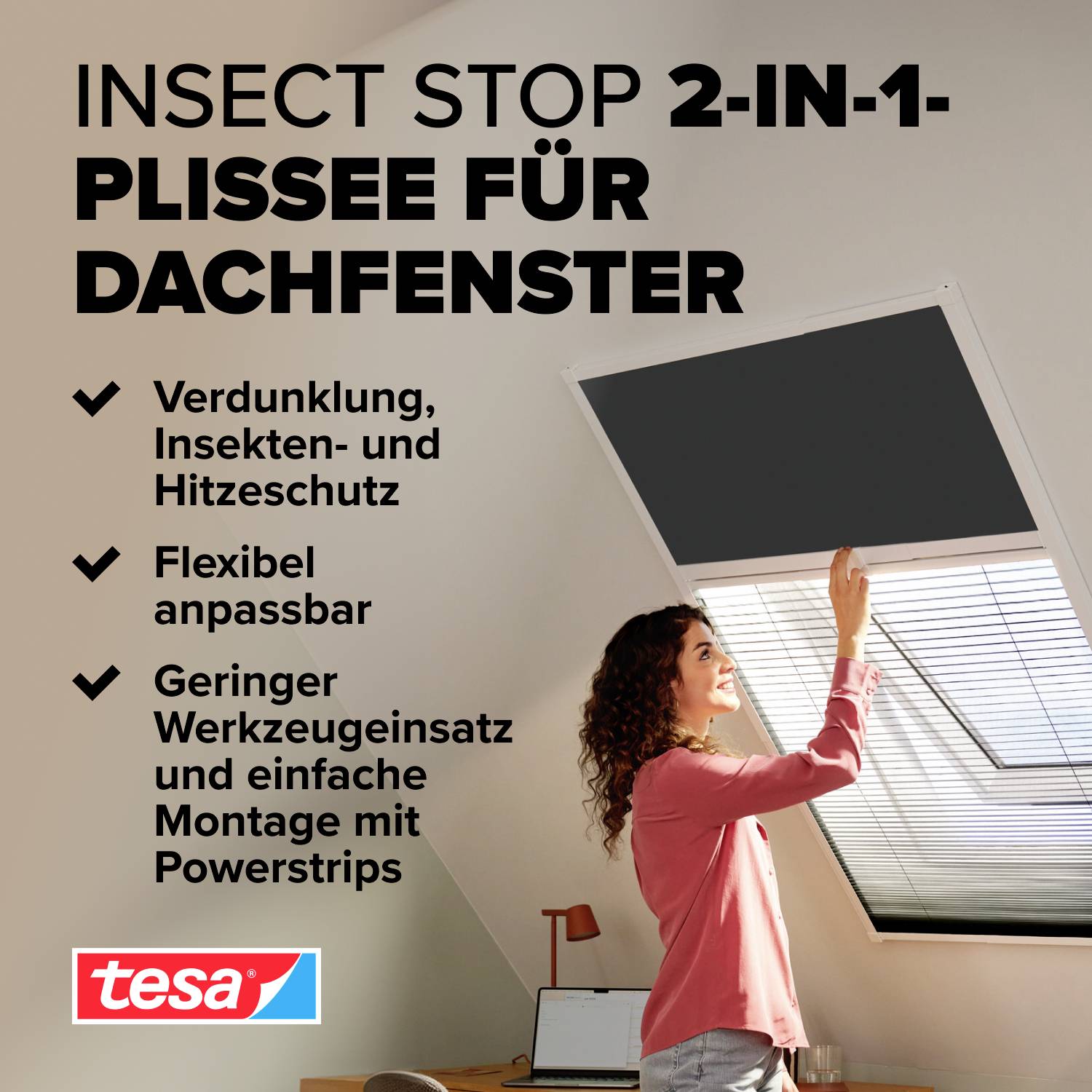 tesa Insect Stop 55805-00000-00 Москітна сітка для мансардних вікон (Ш x В) 1,16 м x 1,64 м антрацит 1 шт.