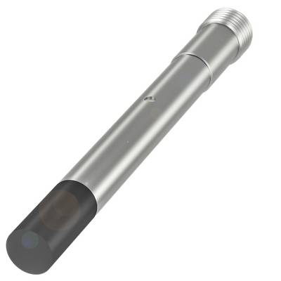 Cylindryczna metalowa część z gwintem śrubowym na jednym końcu i czarną końcówką na drugim końcu.