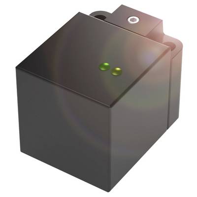 Czarne, sześcienne urządzenie elektroniczne z zielonym i żółtym światłem wskaźnikowym, typowo wykorzystywane w zastosowaniach technicznych.