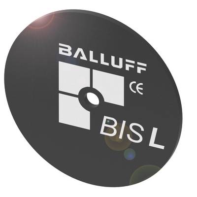 Czarny, okrągły komponent RFID z napisem 'BALLUFF', 'CE' i 'BIS L'.