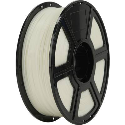Szpula białego filamentu do drukarki 3D, nawiniętego wokół czarnej plastikowej szpuli.