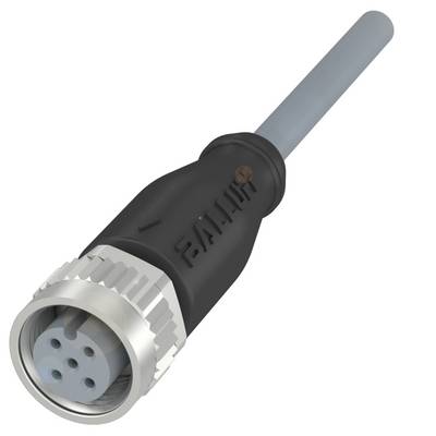 Czarna wtyczka elektryczna z metalowym gwintem i kablem, przedstawiona w 3D. Odpowiednia do zastosowań przemysłowych.