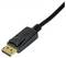 Czarny kabel DisplayPort z wtyczką, używany do podłączania urządzeń w celu przesyłania sygnałów audio i wideo.