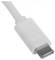 Wtyczka USB-C z białym kablem, typowo używana do ładowania i przesyłania danych w urządzeniach elektronicznych.