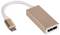 Adapter USB-C na DVI w kolorze złotym. Po lewej stronie znajduje się wtyczka USB-C, po prawej złącze DVI. Łączy nowoczesne urządzenia ze starszymi monitorami.