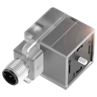 Elektryczny adapter wtykowy z metalowym gwintem, kwadratową obudową i dwoma przyłączami na spodzie.