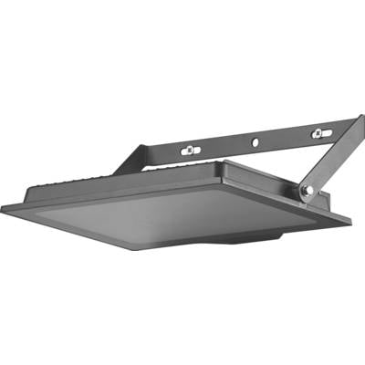Reflektor LED o prostokątnym designie, zamontowany na regulowanym metalowym uchwycie. Idealny do oświetlenia zewnętrznego.