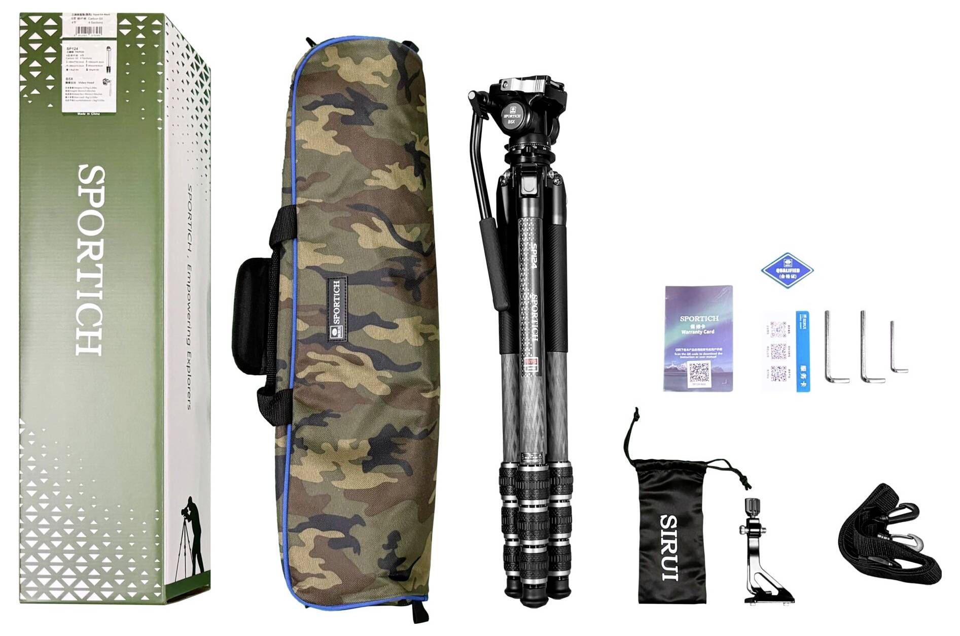 Statyw SIRUI Europe Sirui Sportich SP124 + B5X Carbon SP124+B5X, 153.5 cm-9