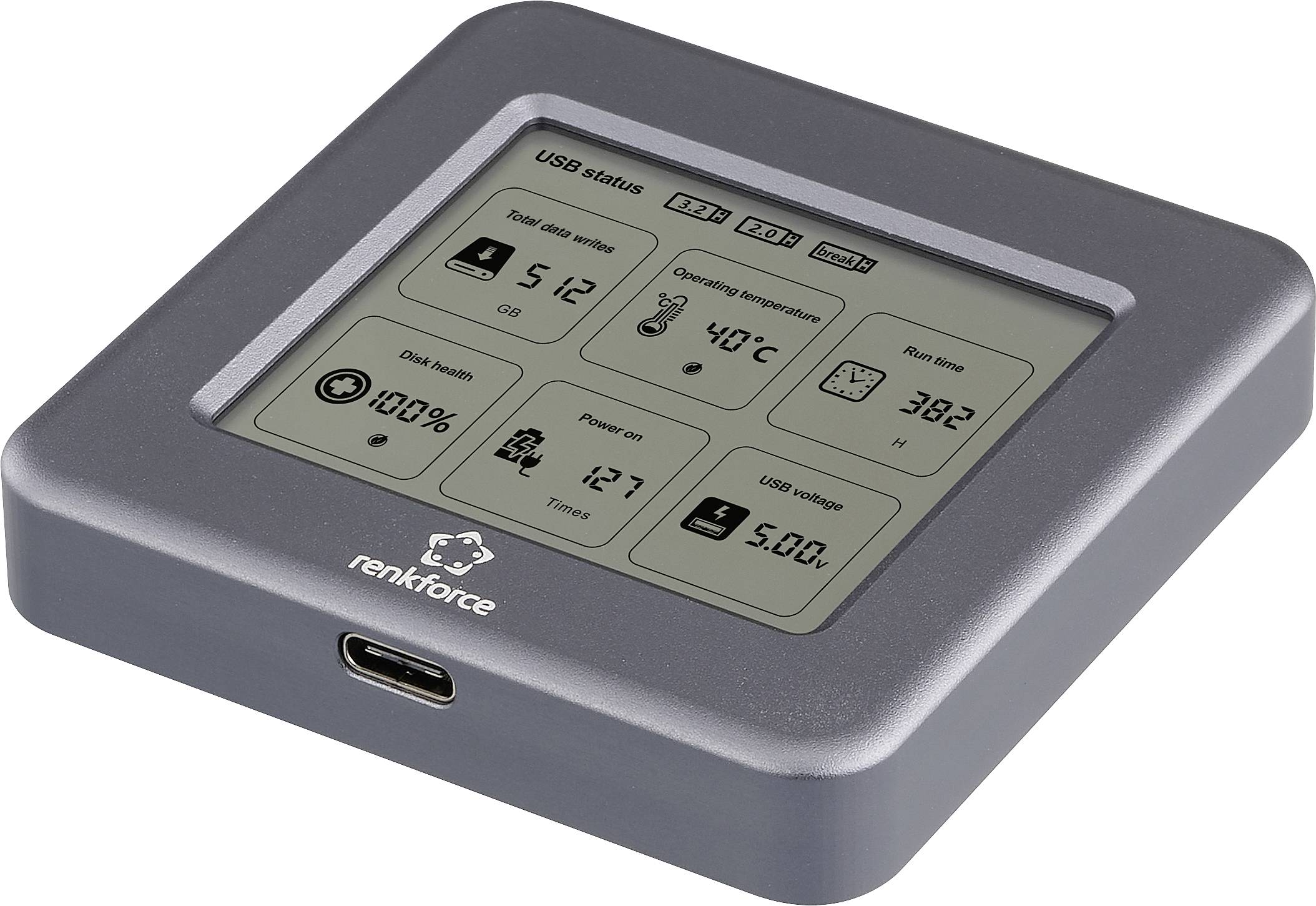 Корпус для твердотільного накопичувача M.2 Renkforce RF-M2E-300, USB-C® 10 Гбіт/с, M.2 SATA, M.2 PCIe NVMe 2242, RF-6857526