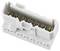 Biały, prostokątny złącze wtykowe z wieloma metalowymi stykami. Odpowiednie do podłączania kabli w urządzeniach elektrycznych.