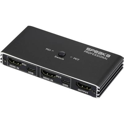 Przełącznik HDMI, HDMI SpeaKa Professional SP-13724436, 3840 x 2160 Pixel, Ilość przełączalnych PC: 2-0