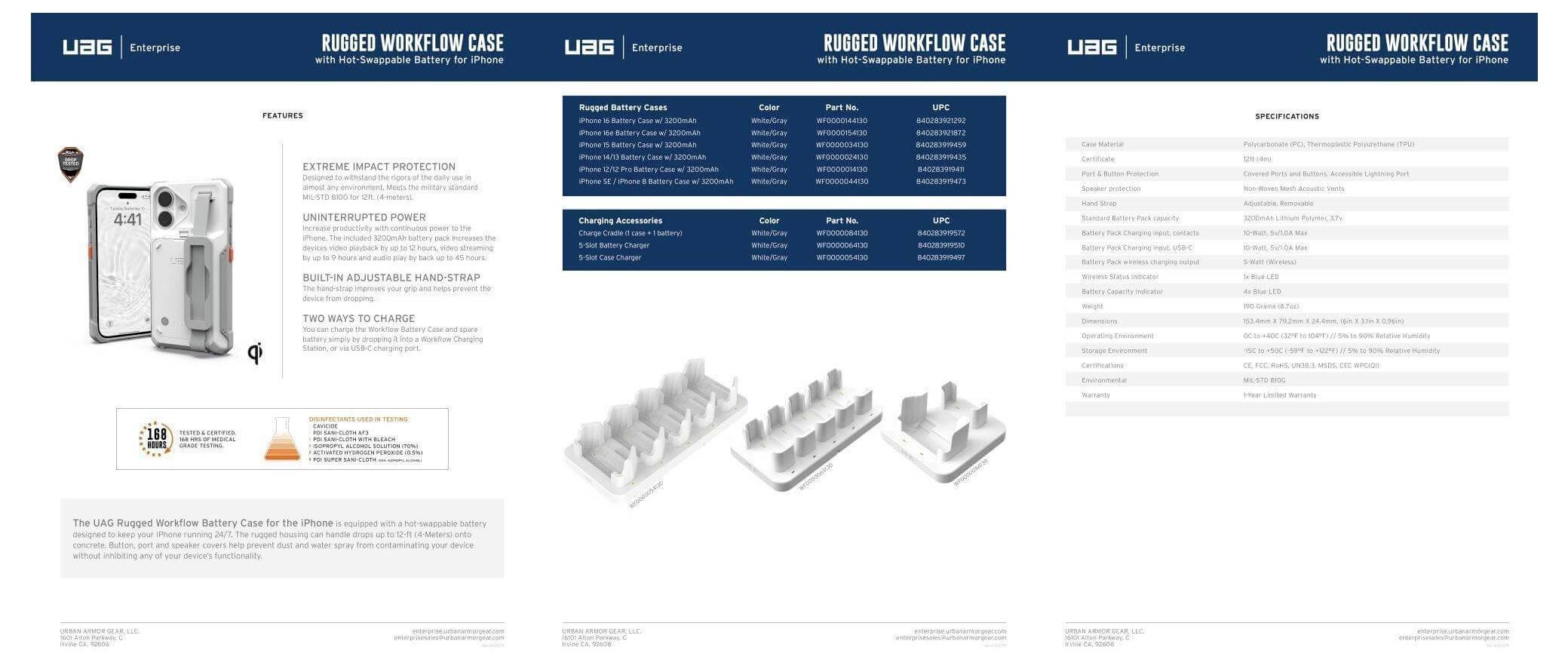 Urban Armor Gear WF0000154130 Etui na zasilacz Apple iPhone 17e, iPhone 16e, iPhone 14, iPhone 13 biało-szary Zintegrowa-7