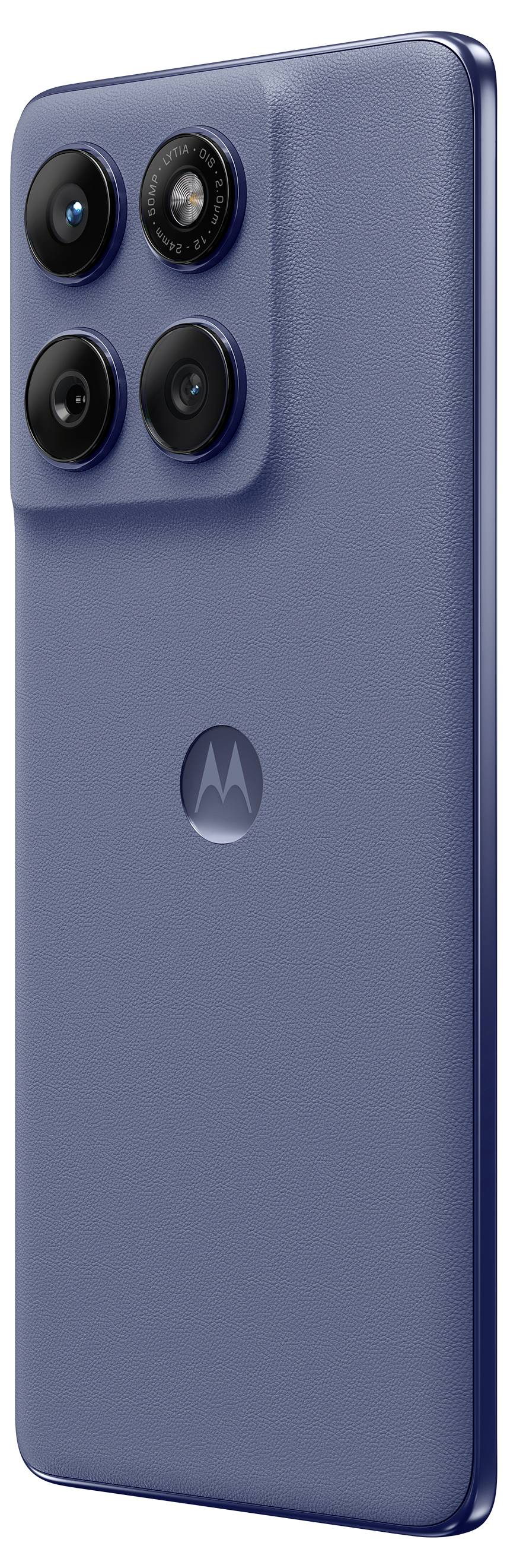 Smartfon z czterema tylnymi kamerami w niebieskim wykończeniu.