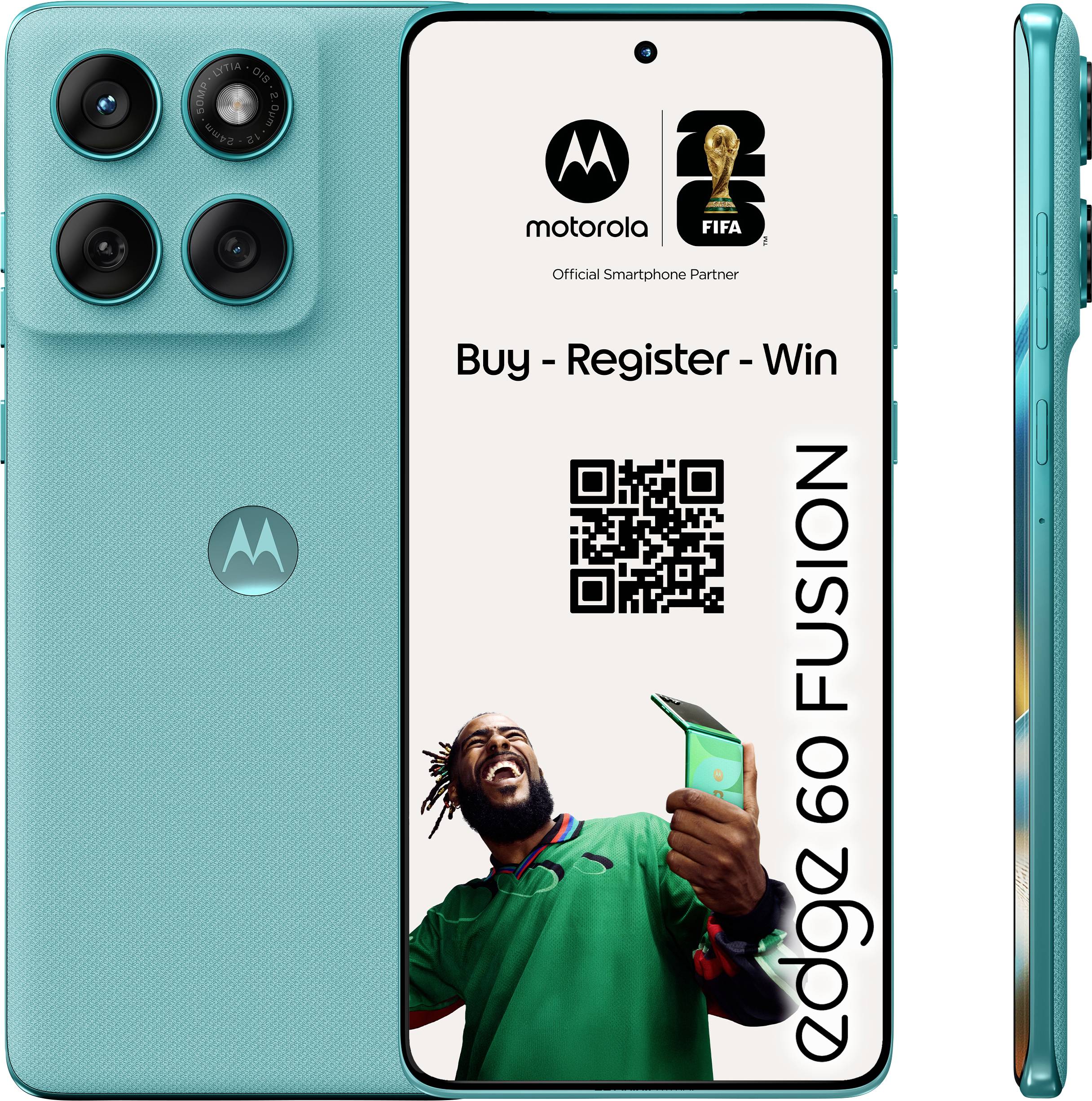 Смартфон Motorola Edge 60 Fusion, дві SIM-картки, 256 ГБ, 16,9 см (6,67 дюйма), 50 Мп, 13 Мп, Android™ 15, Amazonite