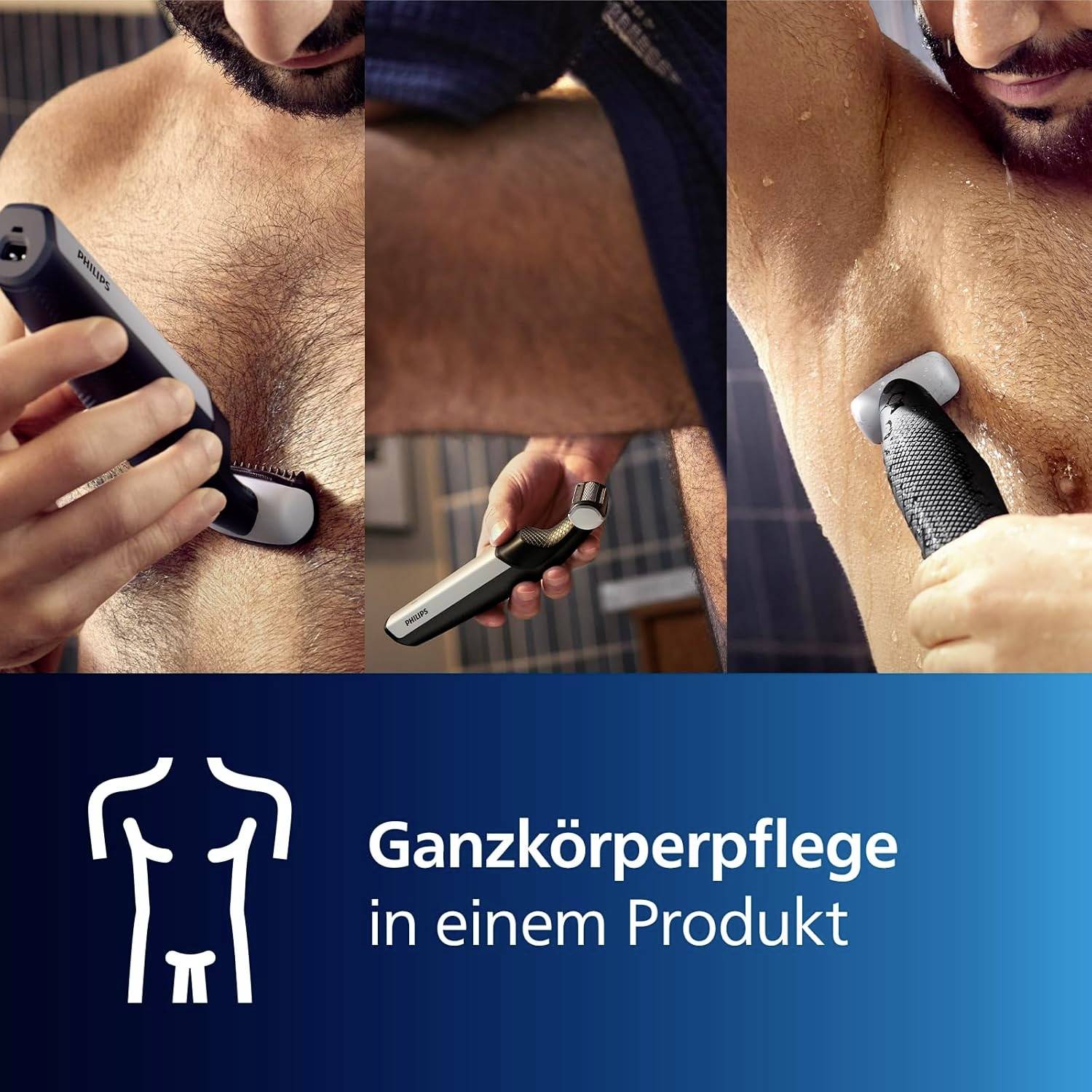 Тример для волосся на тілі Philips BG3017/01, можна мити, заряджання через USB, чорний