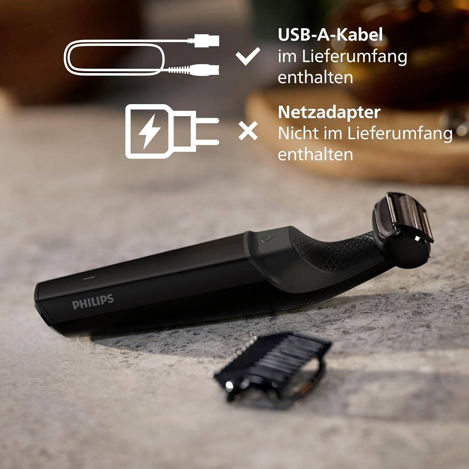 Philips BG3017/01 Trymer do włosów na ciele możliwość mycia, ładowanie poprzez USB czarny-6