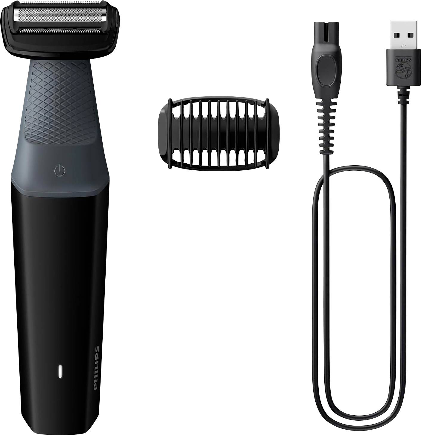 Тример для волосся на тілі Philips BG3017/01, можна мити, заряджання через USB, чорний