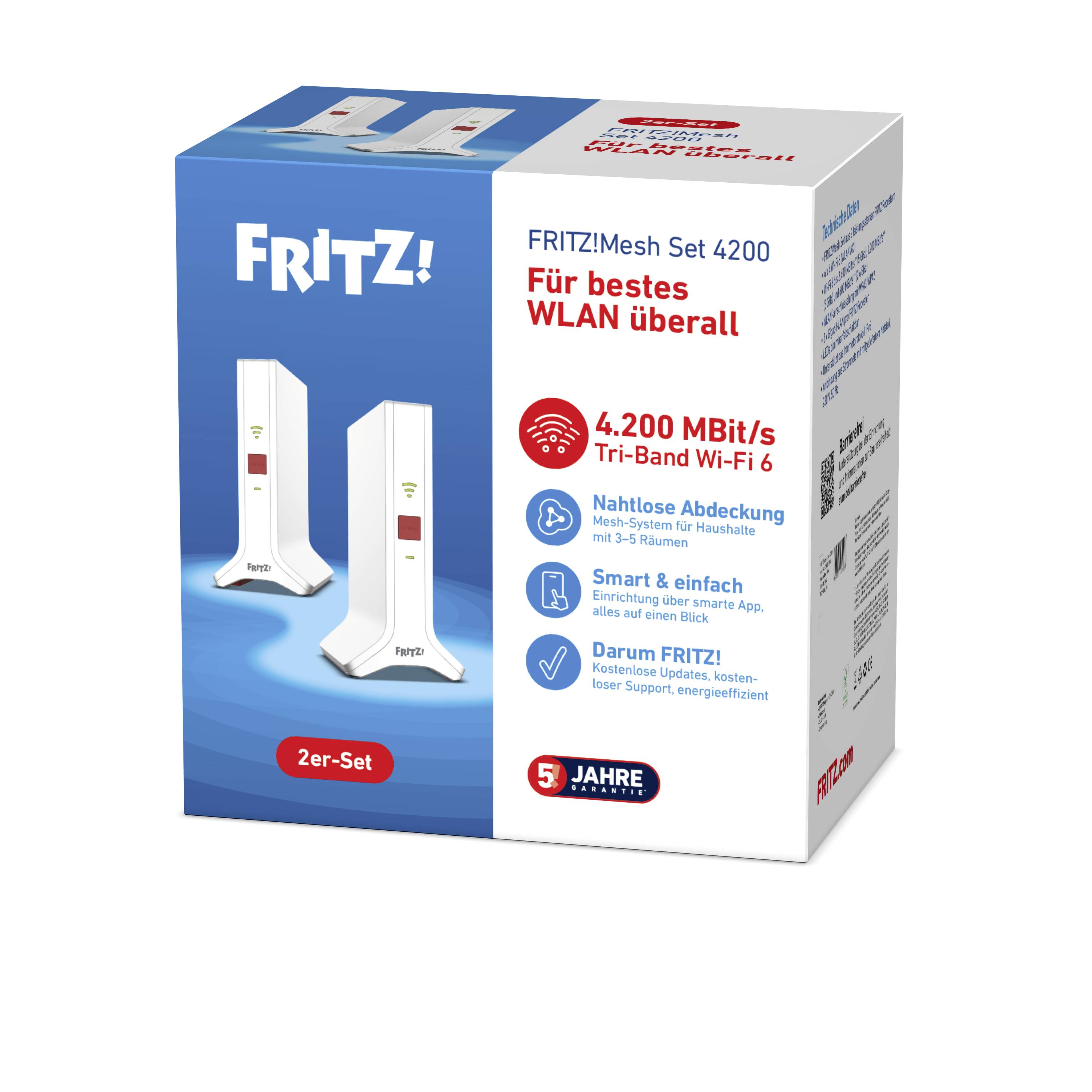 FRITZ! Repeater WLAN FRITZ!Mesh Set 4200 2er-Set 20003108 LAN 10/100/1000 MBit/s Mesh-3