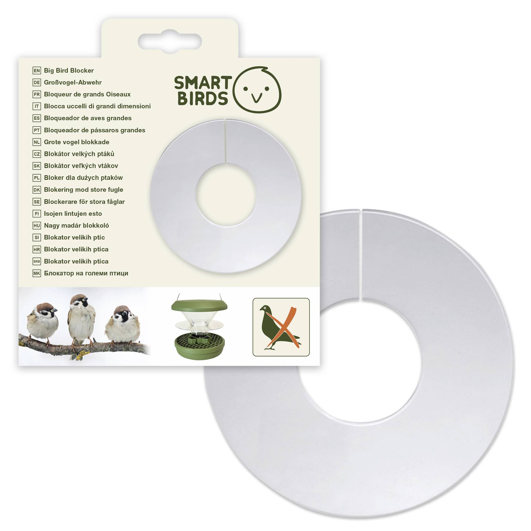 Swissinno Großvogel-Abwehr-Ring für Futtersilo Großvogel-Abwehr Ring für Vogelfutter Silos Davos und Lucerne srebrny 1 s-5