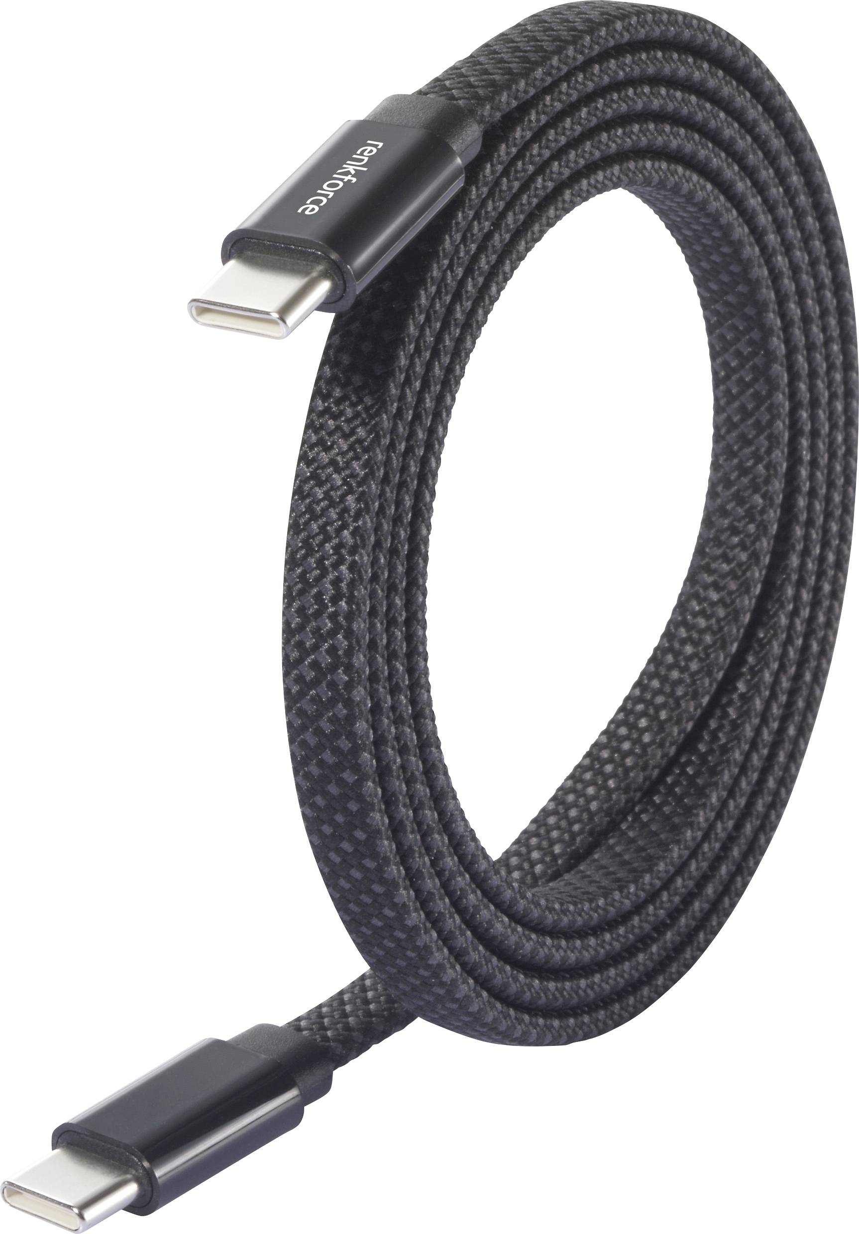 USB-кабель Renkforce USB 2.0 чоловічий до USB-C®, чоловічий до USB-C® 1,00 м, чорний, з магнітною котушкою RF-6871988