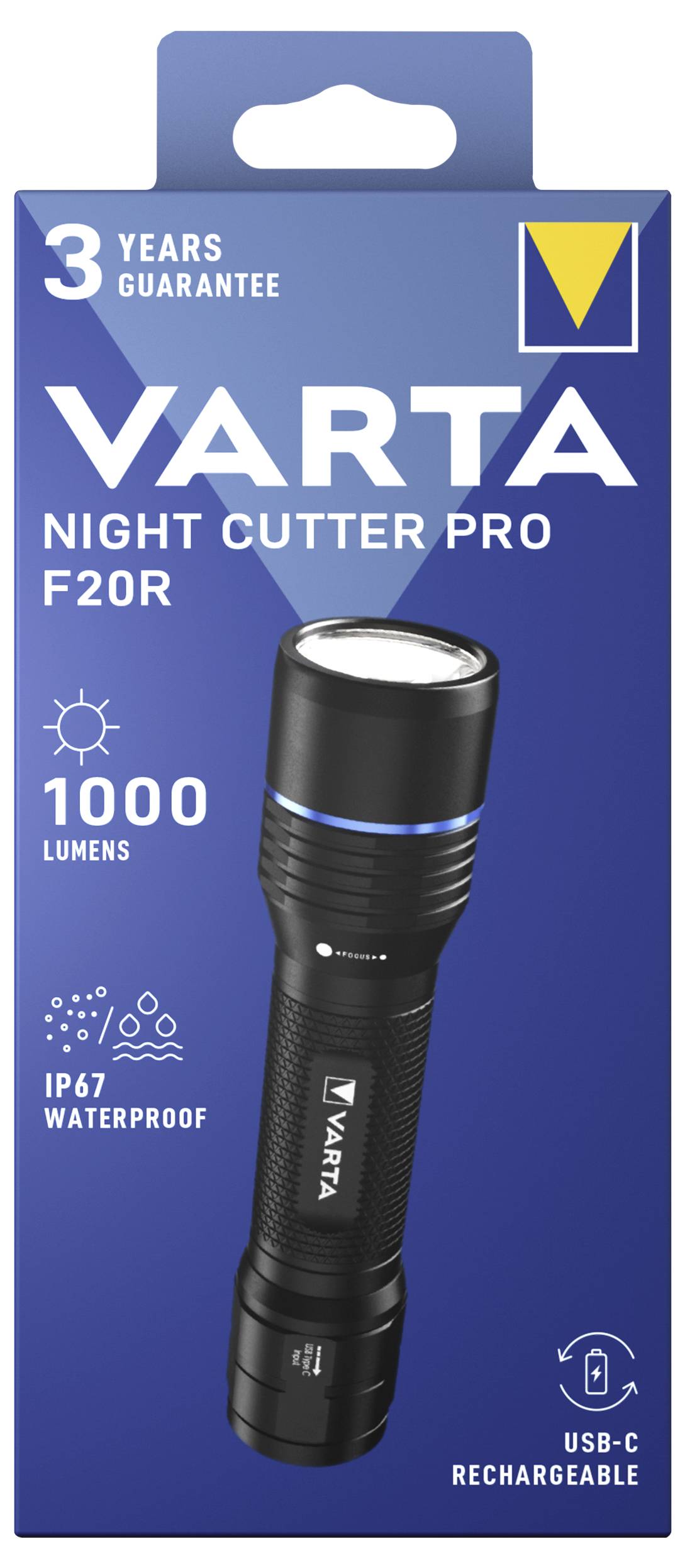Ліхтарик Varta Night Cutter Pro F20R, акумуляторна коробка, 18920101111, 1000 лм