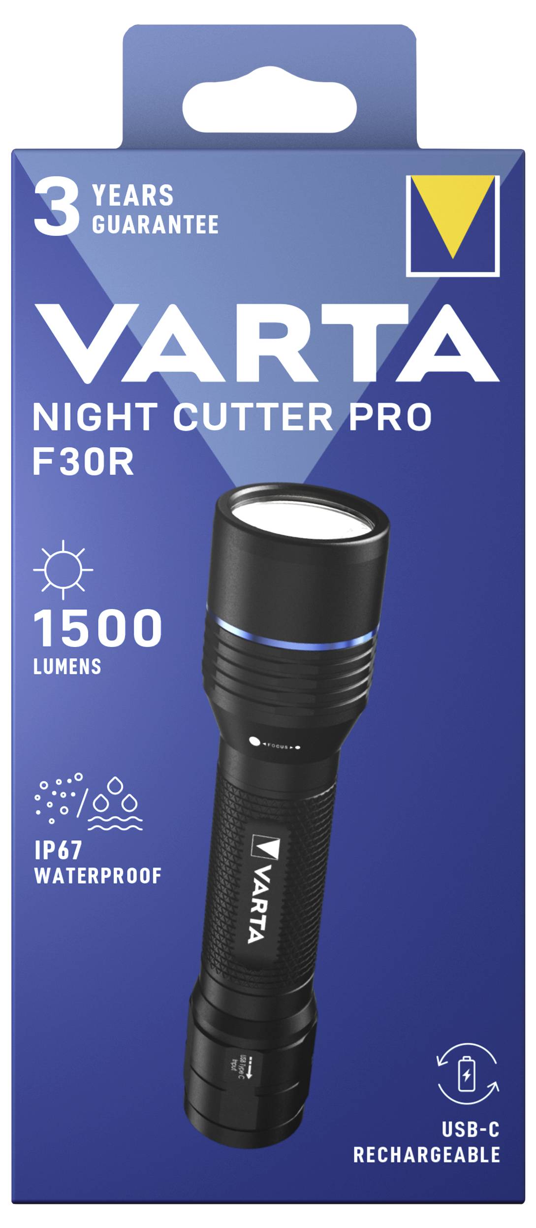 Ліхтарик Varta Night Cutter Pro F30R, акумуляторна коробка 18921101111, 1500 лм