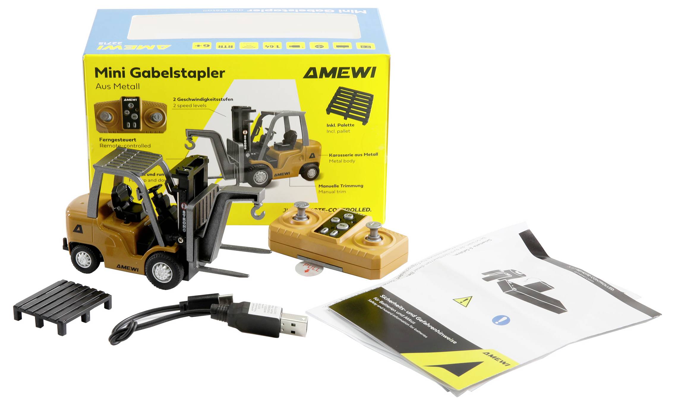 Wózek widłowy Amewi 22715 AMEWI - Gabelstapler Mini 1 64 RtR LiPo 200mAH 6+ 1:64 Elektryczny RtR-6