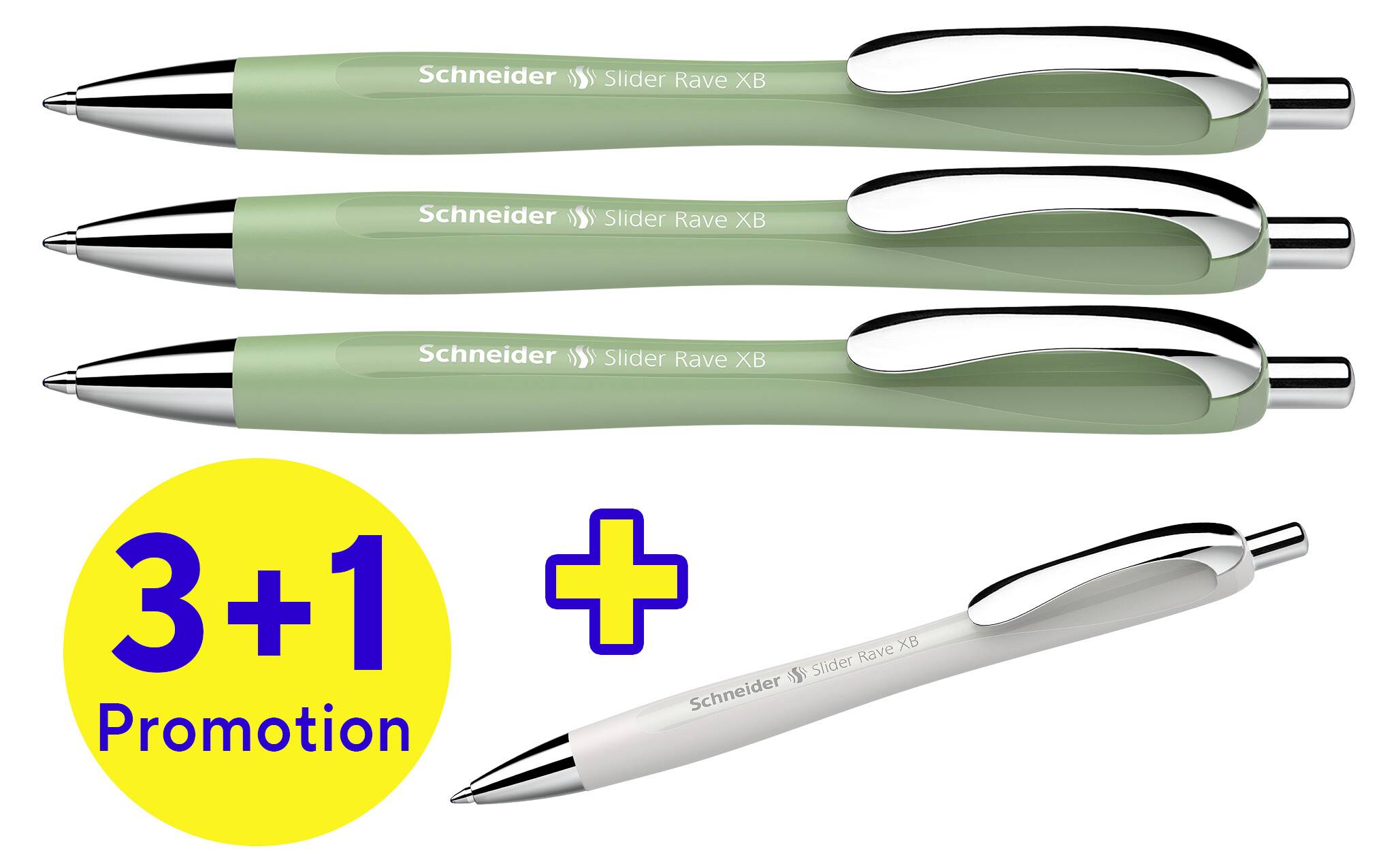 Schneider Schreibgeräte Slider Rave XB Trend 25, Box 4 Stück sortiert 132664 Ручка кулькова Колір напису: синій 4 шт.