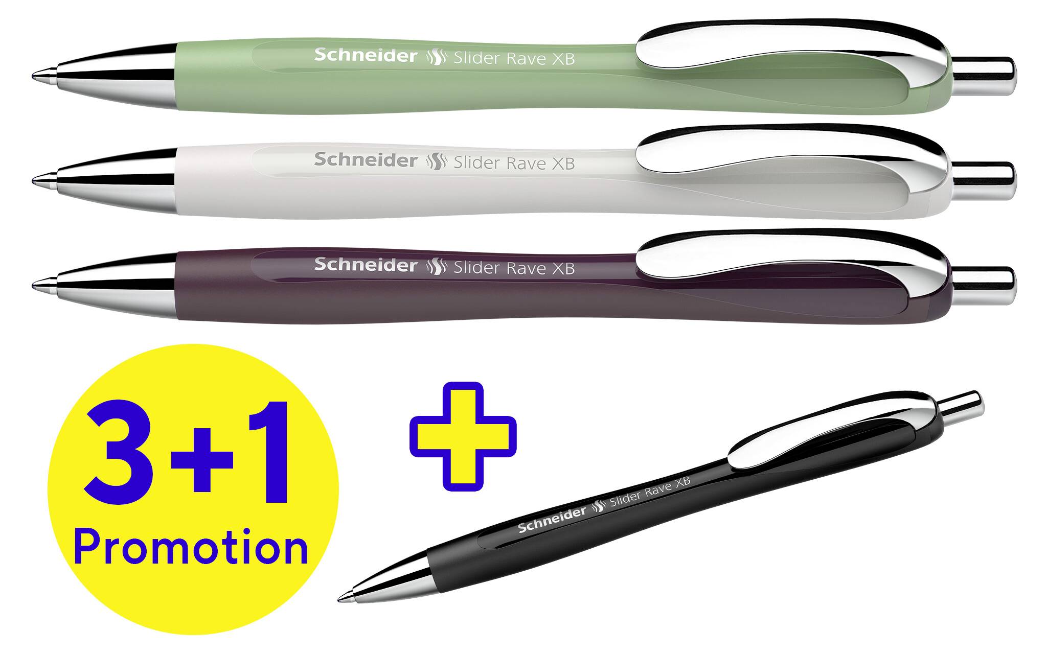 Schneider Schreibgeräte Slider Rave XB Trend 25, Box 4 Stück sortiert 132684 Ручка кулькова Колір напису: синій 4 шт.