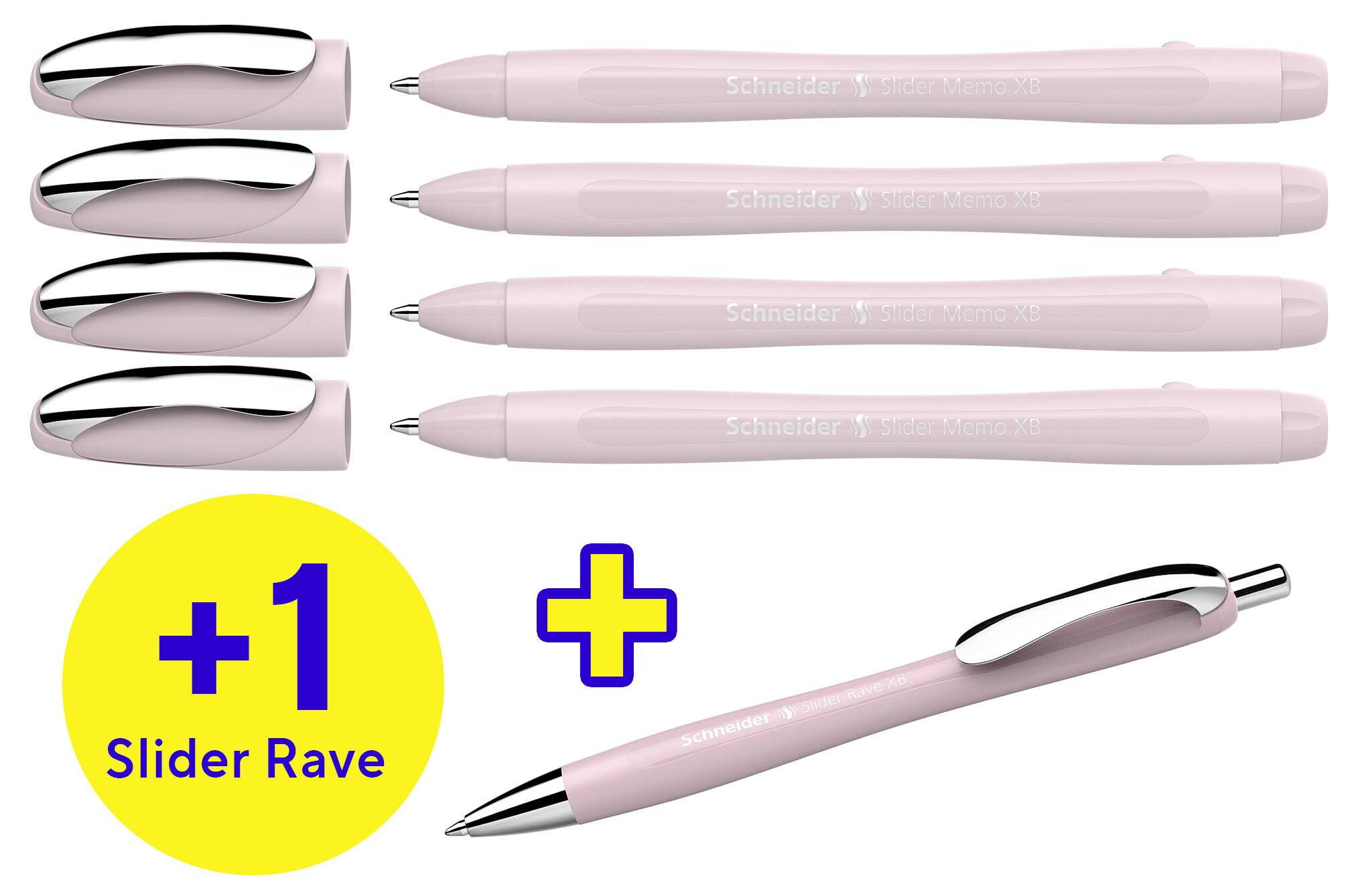 Футляр для письма Schneider 4x Note + 1x Rave pearl 150235 Кулькова ручка Колір письма: синій 5 шт.